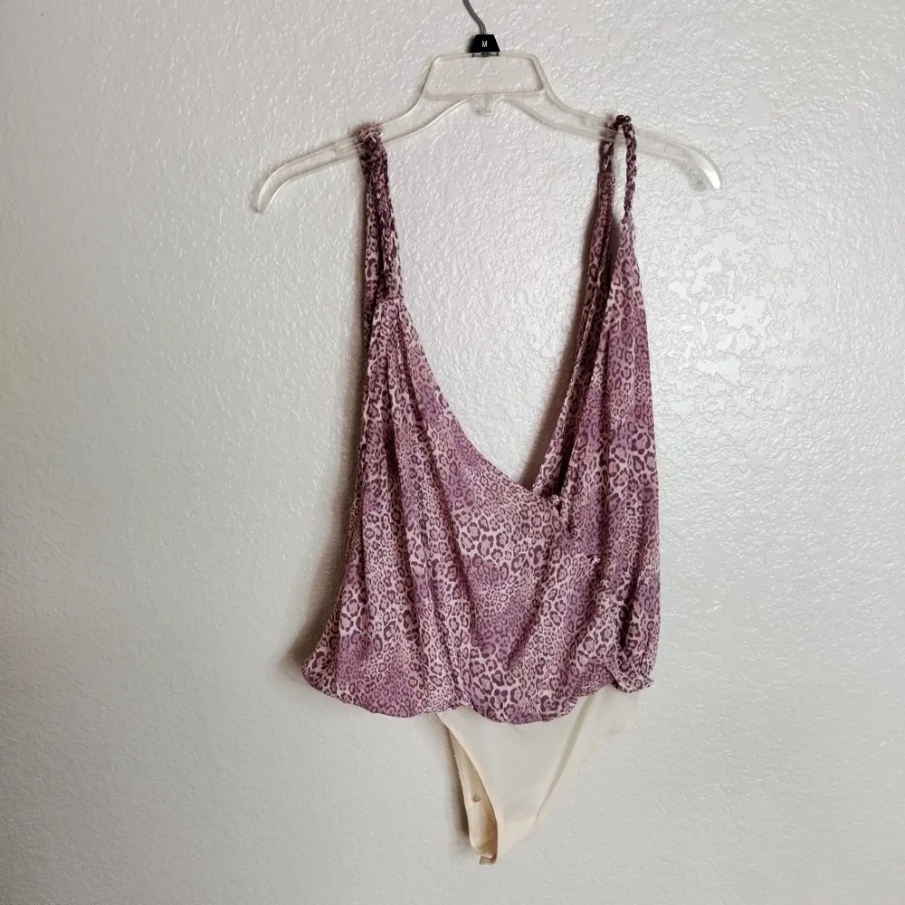 Free People intimately Animal Print Bodysuit sz M